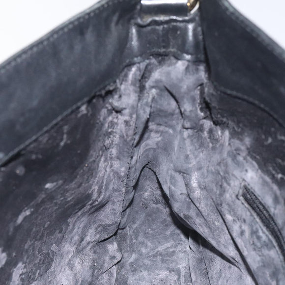 GUCCI Bamboo Hand Bag Leather Black Gold 001 1638 3754 Auth 130571