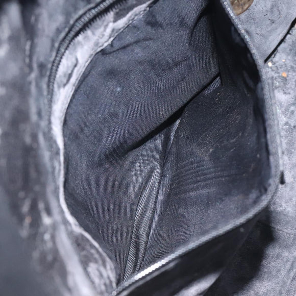 GUCCI Bamboo Hand Bag Leather Black Gold 001 1638 3754 Auth 130571