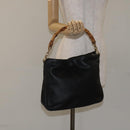 GUCCI Bamboo Hand Bag Leather Black Gold 001 1638 3754 Auth 130571-20