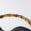 GUCCI Bamboo Hand Bag Leather Black Gold 001 1638 3754 Auth 130571-8