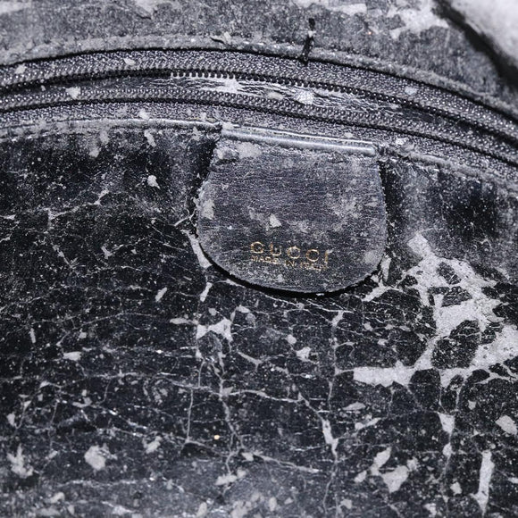 GUCCI Bamboo Hand Bag Leather Black Gold 001 0166 1638 Auth 130572