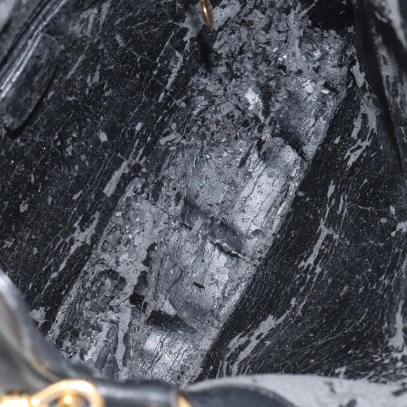 GUCCI Bamboo Hand Bag Leather Black Gold 001 0166 1638 Auth 130572