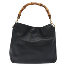 GUCCI Bamboo Hand Bag Leather Black Gold 001 0166 1638 Auth 130572-2