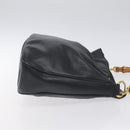 GUCCI Bamboo Hand Bag Leather Black Gold 001 0166 1638 Auth 130572-3
