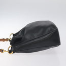 GUCCI Bamboo Hand Bag Leather Black Gold 001 0166 1638 Auth 130572-4