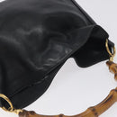 GUCCI Bamboo Hand Bag Leather Black Gold 001 0166 1638 Auth 130572-6