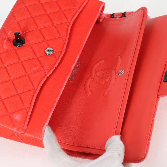 CHANEL Matelasse Chain Shoulder Bag Velor Pink CC Auth 130579SM