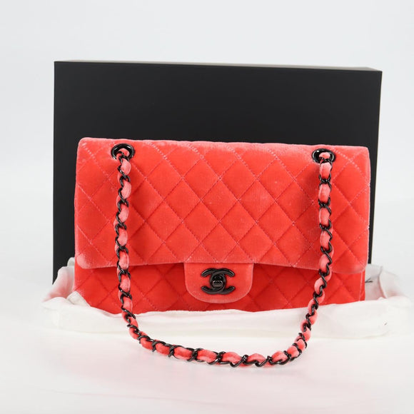 CHANEL Matelasse Chain Shoulder Bag Velor Pink CC Auth 130579SM