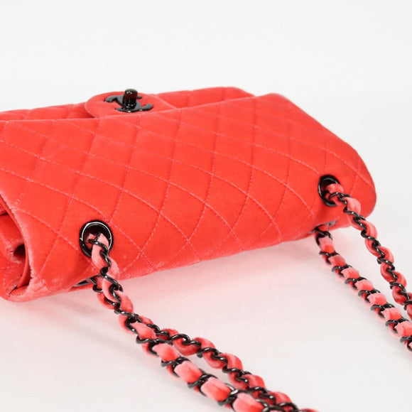 CHANEL Matelasse Chain Shoulder Bag Velor Pink CC Auth 130579SM