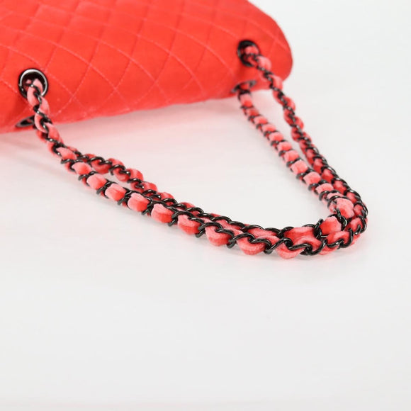 CHANEL Matelasse Chain Shoulder Bag Velor Pink CC Auth 130579SM