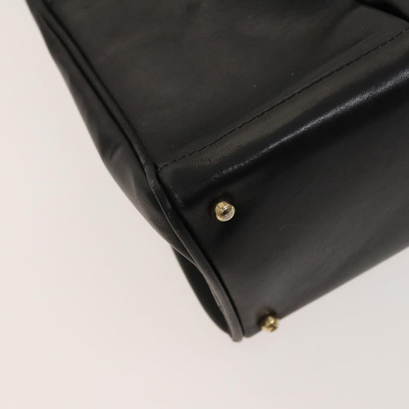 GUCCI Bamboo Hand Bag Leather 2way Black Gold 000 123 0316 Auth 130612