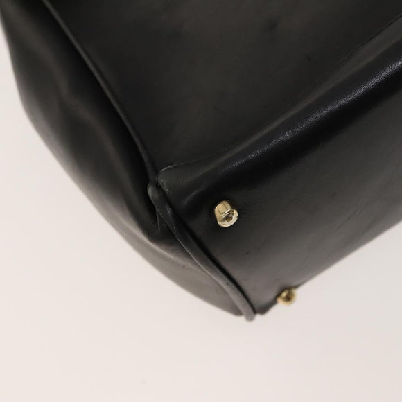 GUCCI Bamboo Hand Bag Leather 2way Black Gold 000 123 0316 Auth 130612