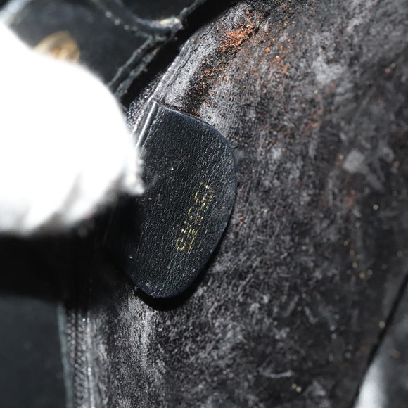 GUCCI Bamboo Hand Bag Leather 2way Black Gold 000 123 0316 Auth 130612