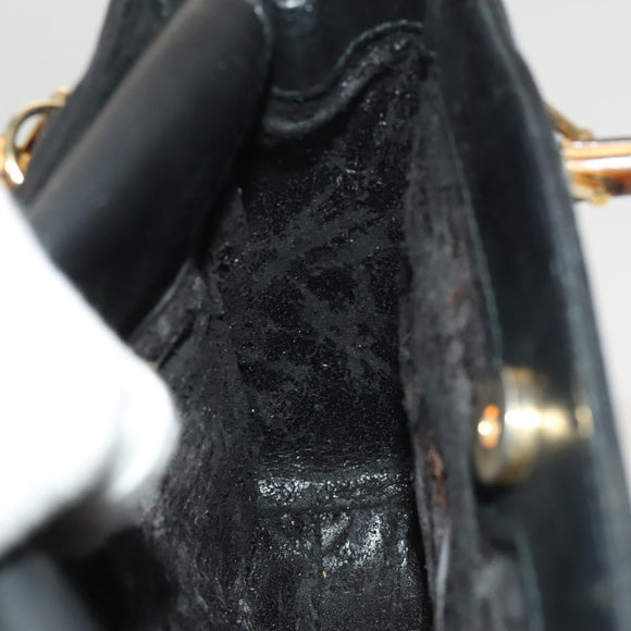 GUCCI Bamboo Hand Bag Leather 2way Black Gold 000 123 0316 Auth 130612