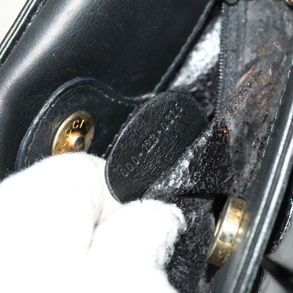 GUCCI Bamboo Hand Bag Leather 2way Black Gold 000 123 0316 Auth 130612