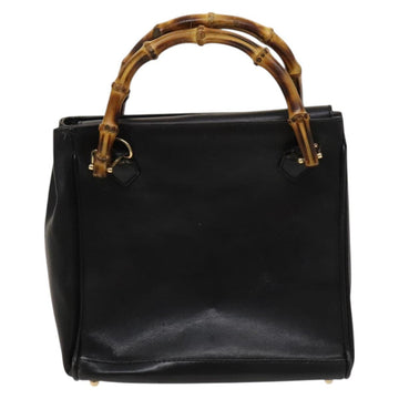 GUCCI Bamboo Hand Bag Leather 2way Black Gold 000 123 0316 Auth 130612 - 0