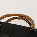 GUCCI Bamboo Hand Bag Leather 2way Black Gold 000 123 0316 Auth 130612-8