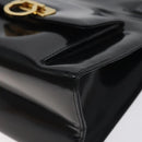 Salvatore Ferragamo Gancini Hand Bag Enamel Black Gold Auth 130619-9