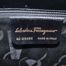 Salvatore Ferragamo Gancini Hand Bag Enamel Black Gold Auth 130619-12