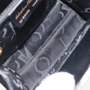 Salvatore Ferragamo Gancini Hand Bag Enamel Black Gold Auth 130619-11