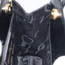 Salvatore Ferragamo Gancini Hand Bag Enamel Black Gold Auth 130619-17