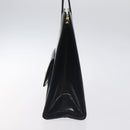 Salvatore Ferragamo Gancini Hand Bag Enamel Black Gold Auth 130619-3