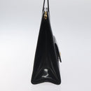 Salvatore Ferragamo Gancini Hand Bag Enamel Black Gold Auth 130619-4