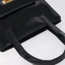 Salvatore Ferragamo Gancini Hand Bag Enamel Black Gold Auth 130619-6