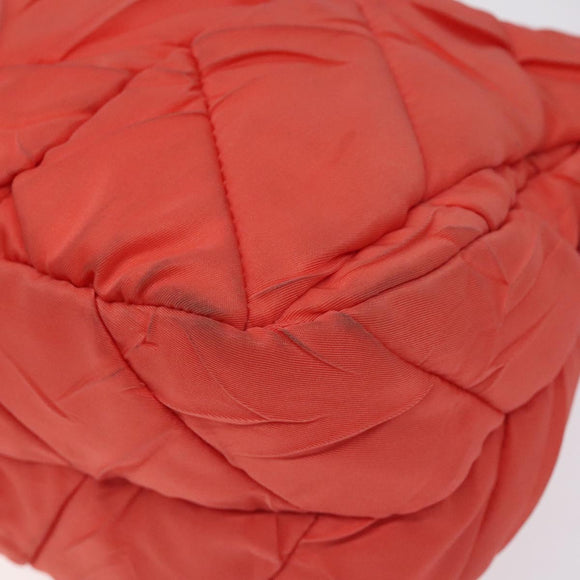 PRADA Hand Bag Nylon Leather Orange Gold Auth 130622