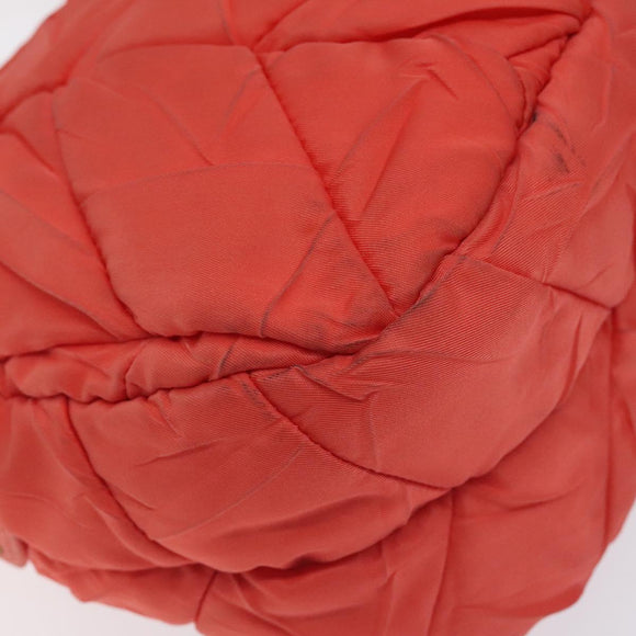 PRADA Hand Bag Nylon Leather Orange Gold Auth 130622