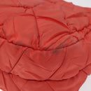 PRADA Hand Bag Nylon Leather Orange Gold Auth 130622-12