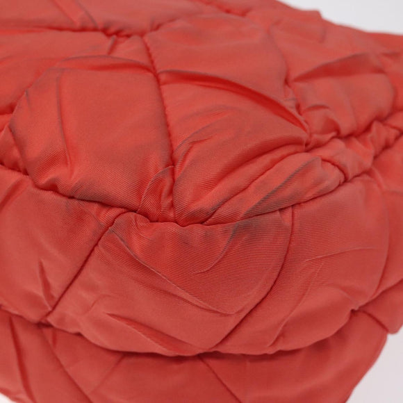 PRADA Hand Bag Nylon Leather Orange Gold Auth 130622