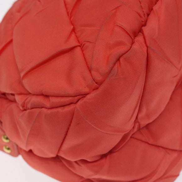 PRADA Hand Bag Nylon Leather Orange Gold Auth 130622