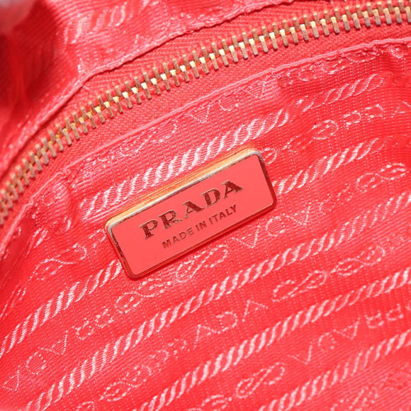 PRADA Hand Bag Nylon Leather Orange Gold Auth 130622