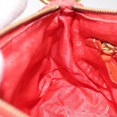 PRADA Hand Bag Nylon Leather Orange Gold Auth 130622-19