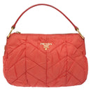 PRADA Hand Bag Nylon Leather Orange Gold Auth 130622-2