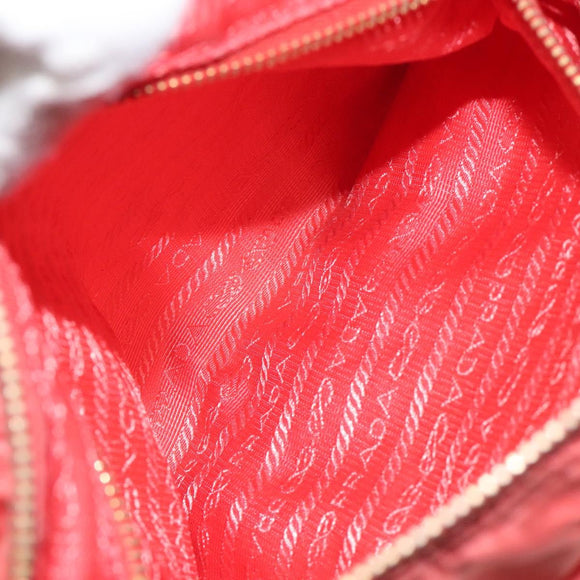 PRADA Hand Bag Nylon Leather Orange Gold Auth 130622