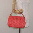 PRADA Hand Bag Nylon Leather Orange Gold Auth 130622-22