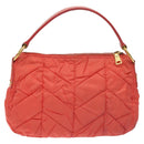 PRADA Hand Bag Nylon Leather Orange Gold Auth 130622-3