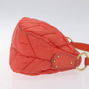 PRADA Hand Bag Nylon Leather Orange Gold Auth 130622-4