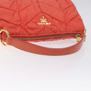 PRADA Hand Bag Nylon Leather Orange Gold Auth 130622-7