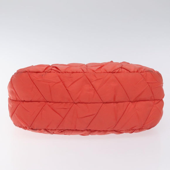 PRADA Hand Bag Nylon Leather Orange Gold Auth 130622