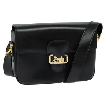 CELINE Sulky Shoulder Bag Leather Black Gold Auth 130625