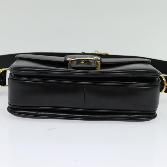 CELINE Sulky Shoulder Bag Leather Black Gold Auth 130625