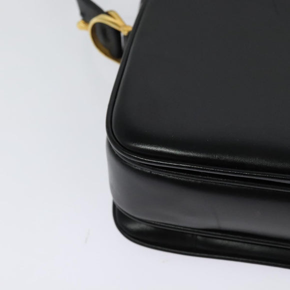 CELINE Sulky Shoulder Bag Leather Black Gold Auth 130625