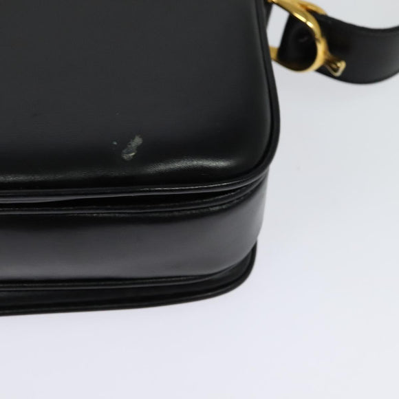 CELINE Sulky Shoulder Bag Leather Black Gold Auth 130625