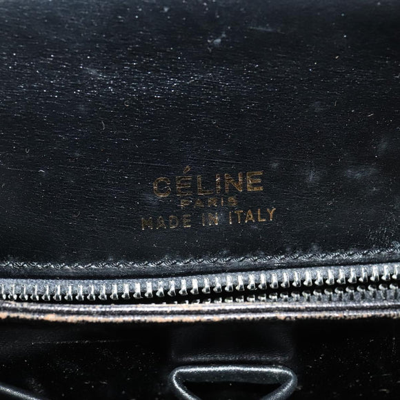 CELINE Sulky Shoulder Bag Leather Black Gold Auth 130625