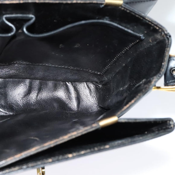 CELINE Sulky Shoulder Bag Leather Black Gold Auth 130625