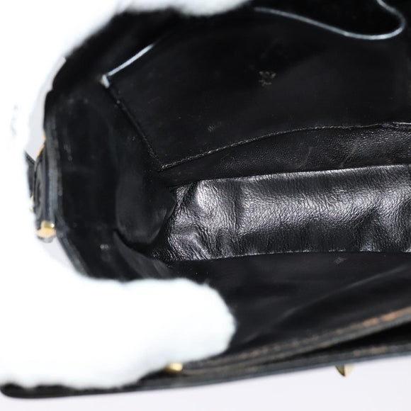 CELINE Sulky Shoulder Bag Leather Black Gold Auth 130625