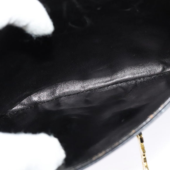 CELINE Sulky Shoulder Bag Leather Black Gold Auth 130625